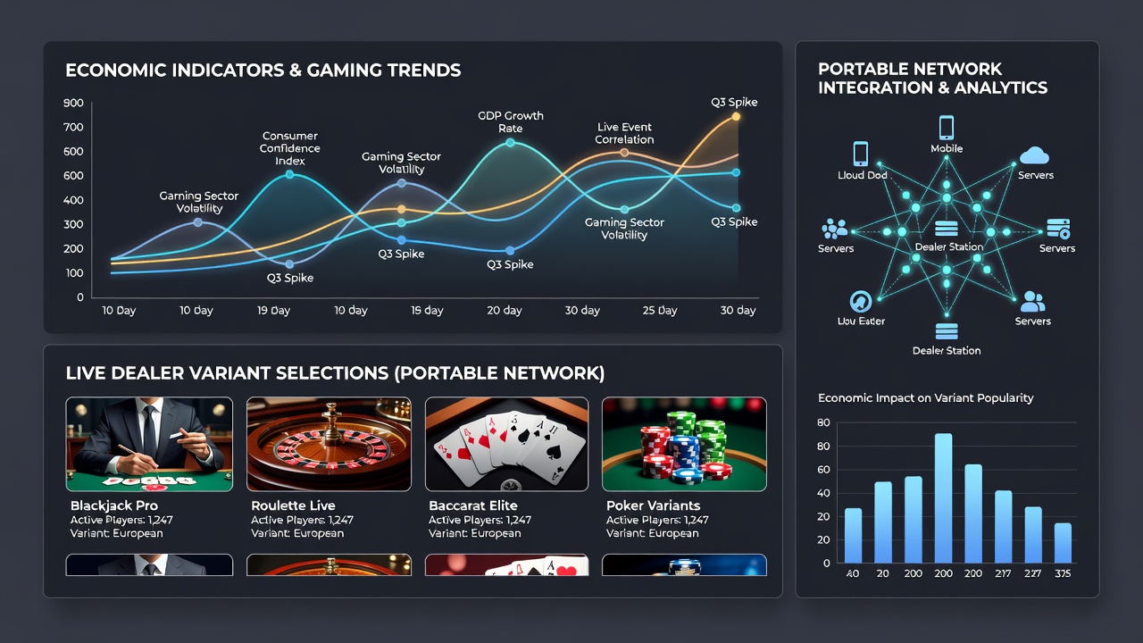 Portable gaming networks adapting live dealer offerings based on economic signals
