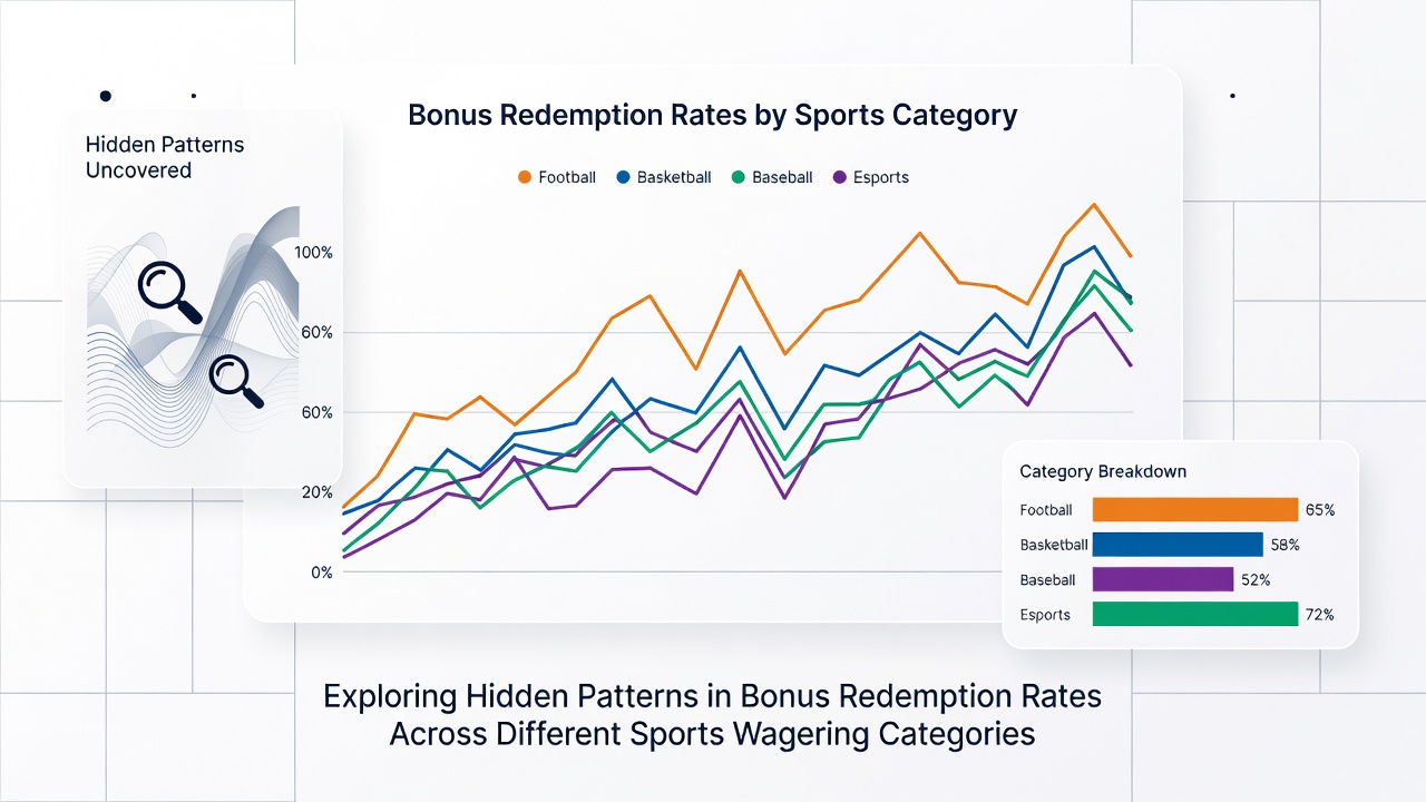 Analytics dashboard showing redemption rate charts for various sports betting categories on mobile devices