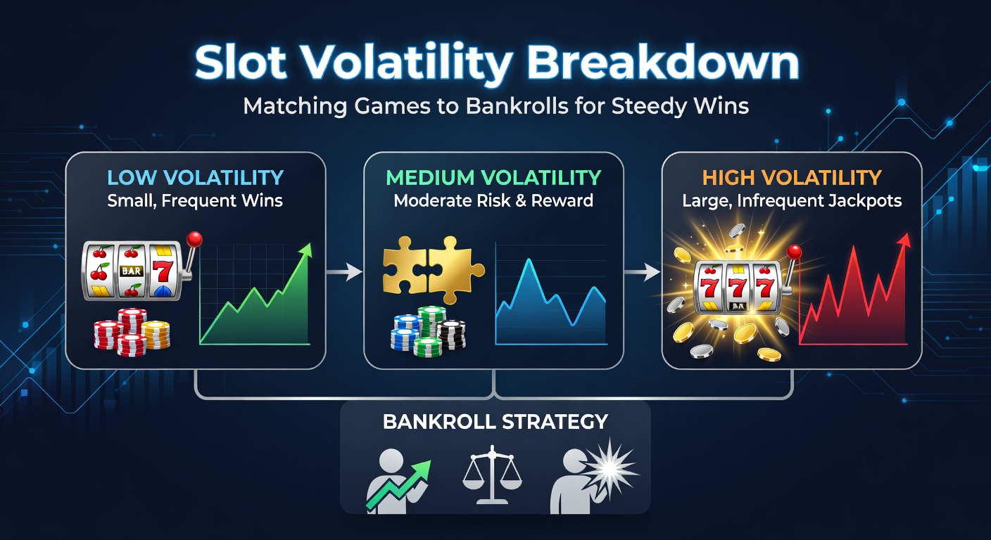 Colorful slot machine reels spinning with symbols aligning for a potential win, illustrating the excitement of varying volatility levels